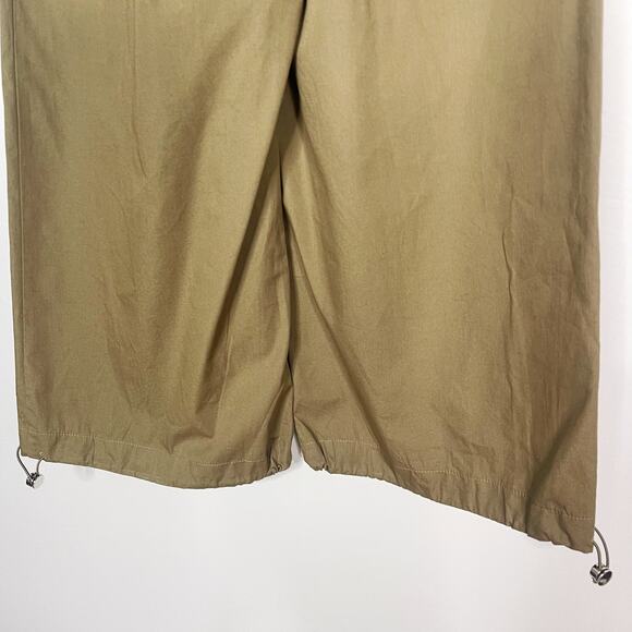 Zara Womens XSmall Olive Green Wide Leg Cargo Trouser Pants Cinch Hem High Waist - Picture 6 of 8
